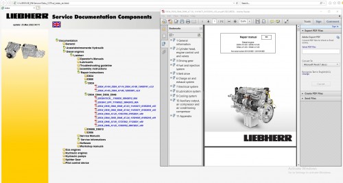 Liebherr Lidos Offline COT Diesel Engine 03.2022 Spare Parts Catalog Service Information DVD 16