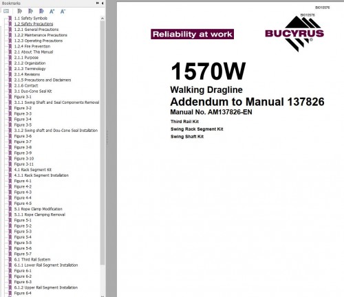 Caterpillar Walking Dragline 1570W Addendum to Manual BI010576