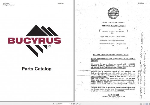 Caterpillar Walking Dragline 8000 Renewal Parts Catalog BI116948 (1)