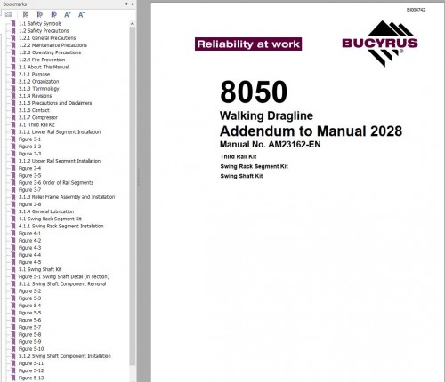 Caterpillar Walking Dragline 8050 Addendum to Manual BI006742