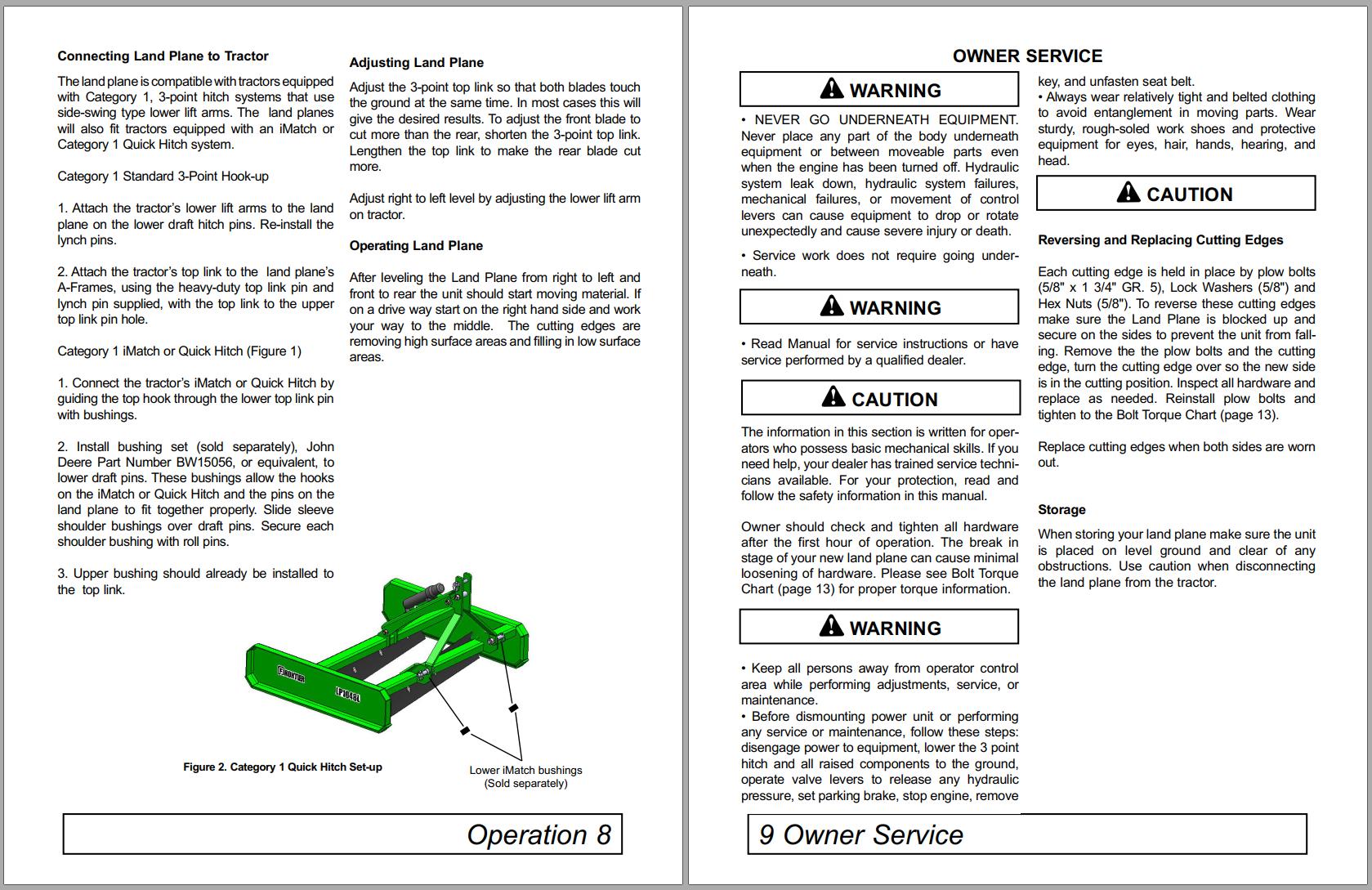 Frontier Land Planes LP1048L LP1060L Operator's Manual | Auto Repair ...
