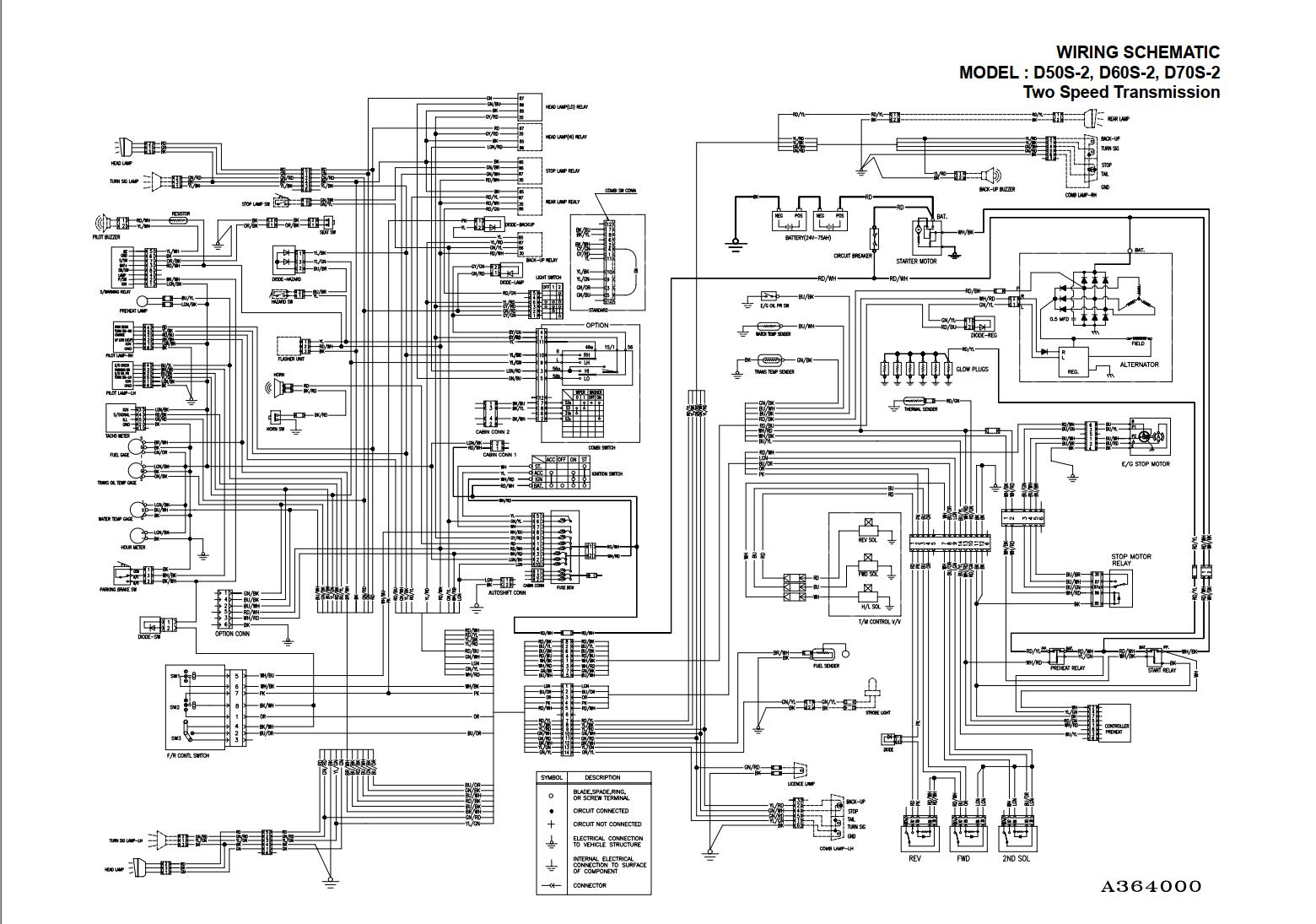 Daewoo Forklift D50S-2 to G70S-2 Electric Schematic SB4147E01 | Auto ...