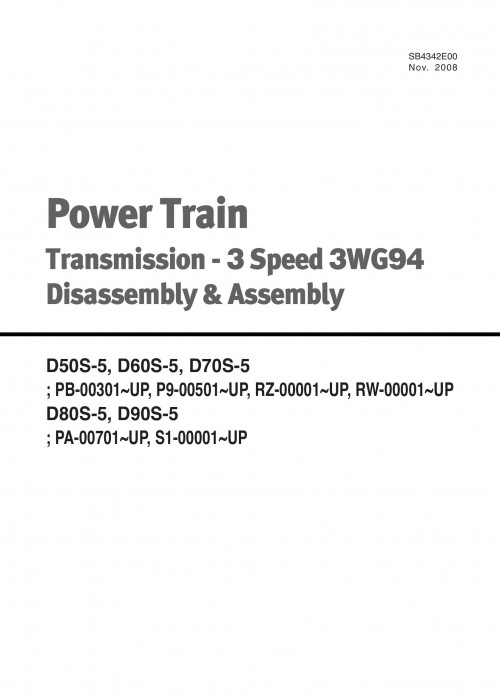 Daewoo Power Train Trans. 3 Speed 3WG94 Disassembly Assembly SB4342E00