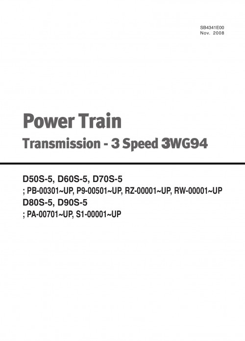 Daewoo Power Train Trans. 3 Speed 3WG94 Operation Maintenance Manual SB4341E00