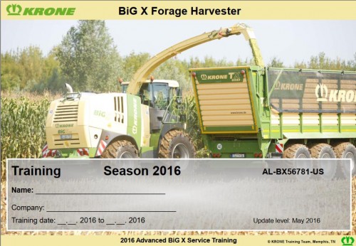 Krone Forage Harvester BiG X 2016 Advanced Service Training