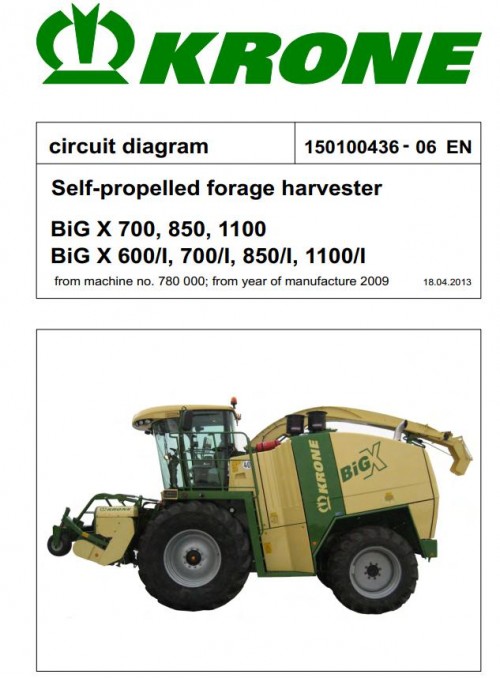 Krone Forage Harvester BiG X 600 to BiG X 1100 I Circuit Diagram