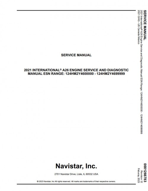 Navistar Truck A26 Engine Service and Diagnostic Manual (1)