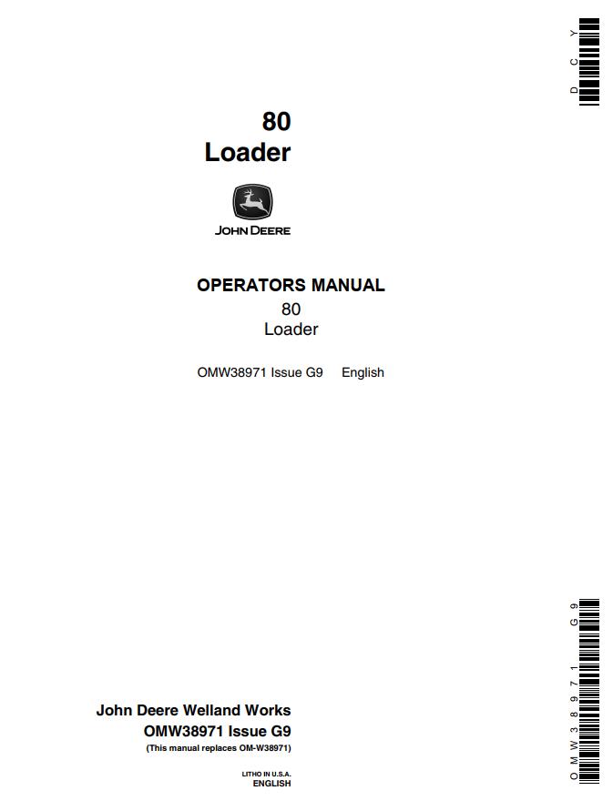 John Deere Loader 80 Operators Manual | Auto Repair Manual Forum ...