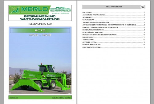 Merlo ROTO SM 600° R45.19 R45.21 Service Manuals DE