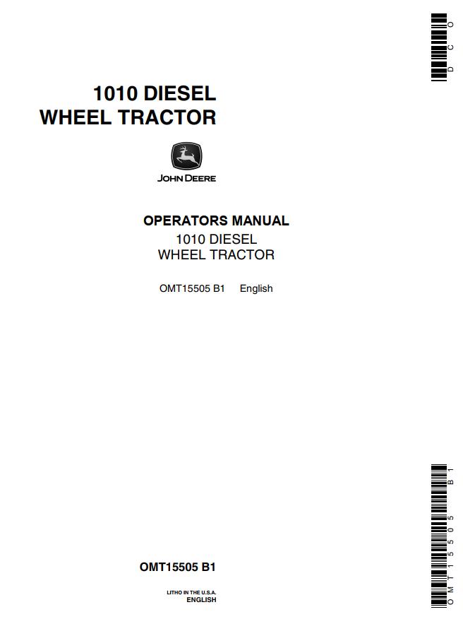 John Deere Diesel Wheel Tractor 1010 Operators Manual | Auto Repair ...