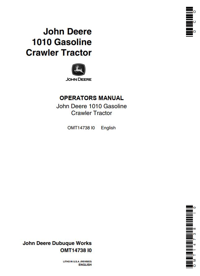 John Deere Gasoline Crawler Tractor 1010 Operators Manual | Auto Repair ...