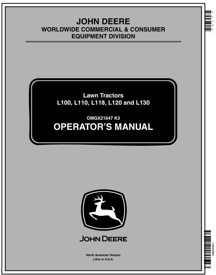 John Deere Lawn Tractor L100 L110 L118 L120 L130 Operators Manual Auto Repair Manual Forum 3279