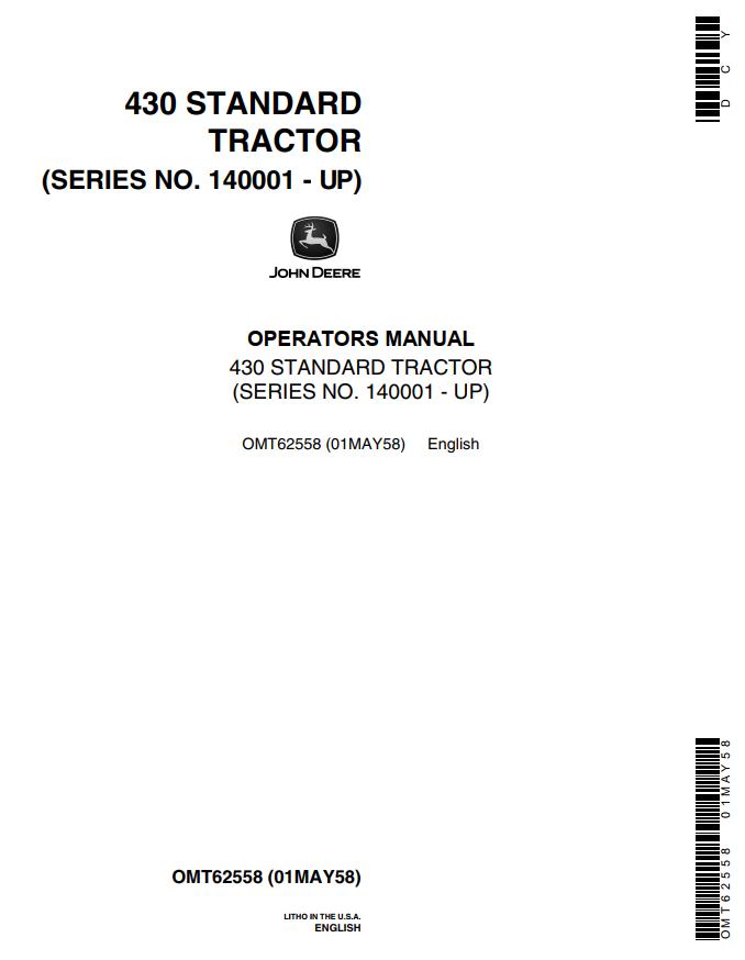 John Deere Standard Tractor 430 Operators Manual | Auto Repair Manual ...