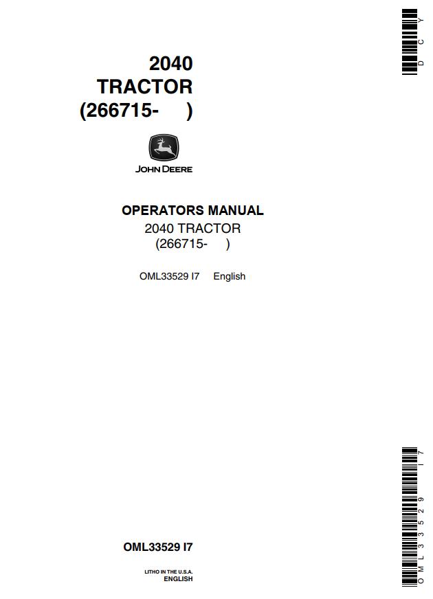 John Deere Tractor 2040 Operators Manual | Auto Repair Manual Forum ...