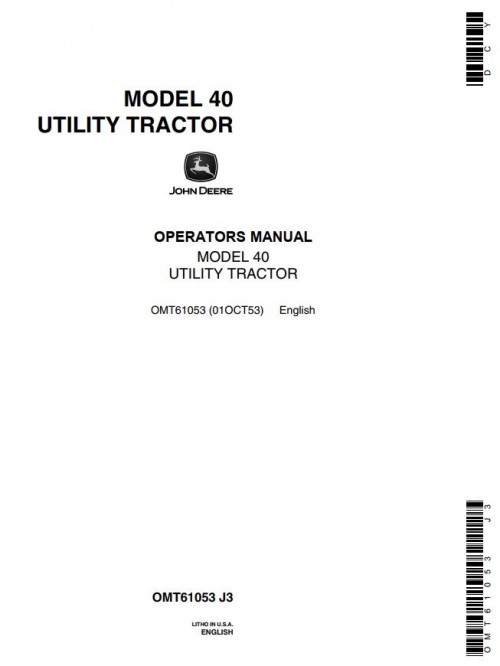 John Deere Utility Tractor 40 Operators Manual
