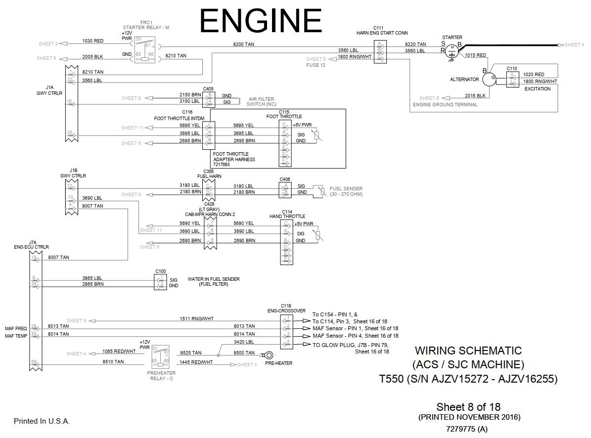 Bobcat Loader T550 Electrical and Hydraulic Schematic | Auto Repair ...