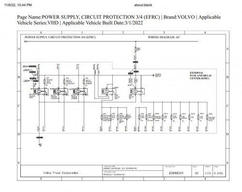 Volvo Truck VHD 2022 Series Wiring Diagram 1