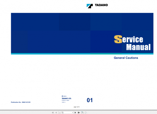 Tadano All Terrain Crane AR 5000M 1 General Cautions Service Manual WA01 0121E 2014 1