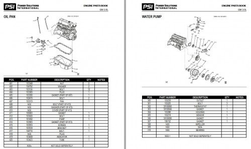PSI Engine GM 3.0L Parts Manual 1