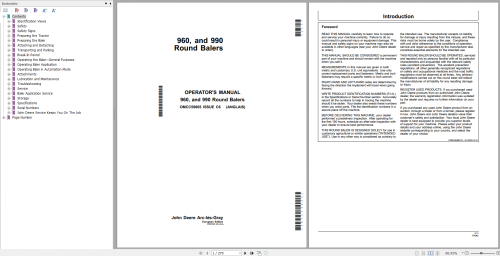 John Deere Round Balers 960 990 Operators Manual OMCC59865 EN 1
