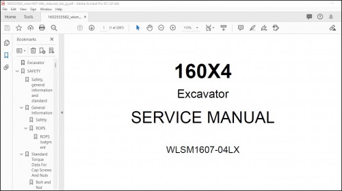 Linkbelt Excavator 160X4 Service Manual WLSM1607 04LX