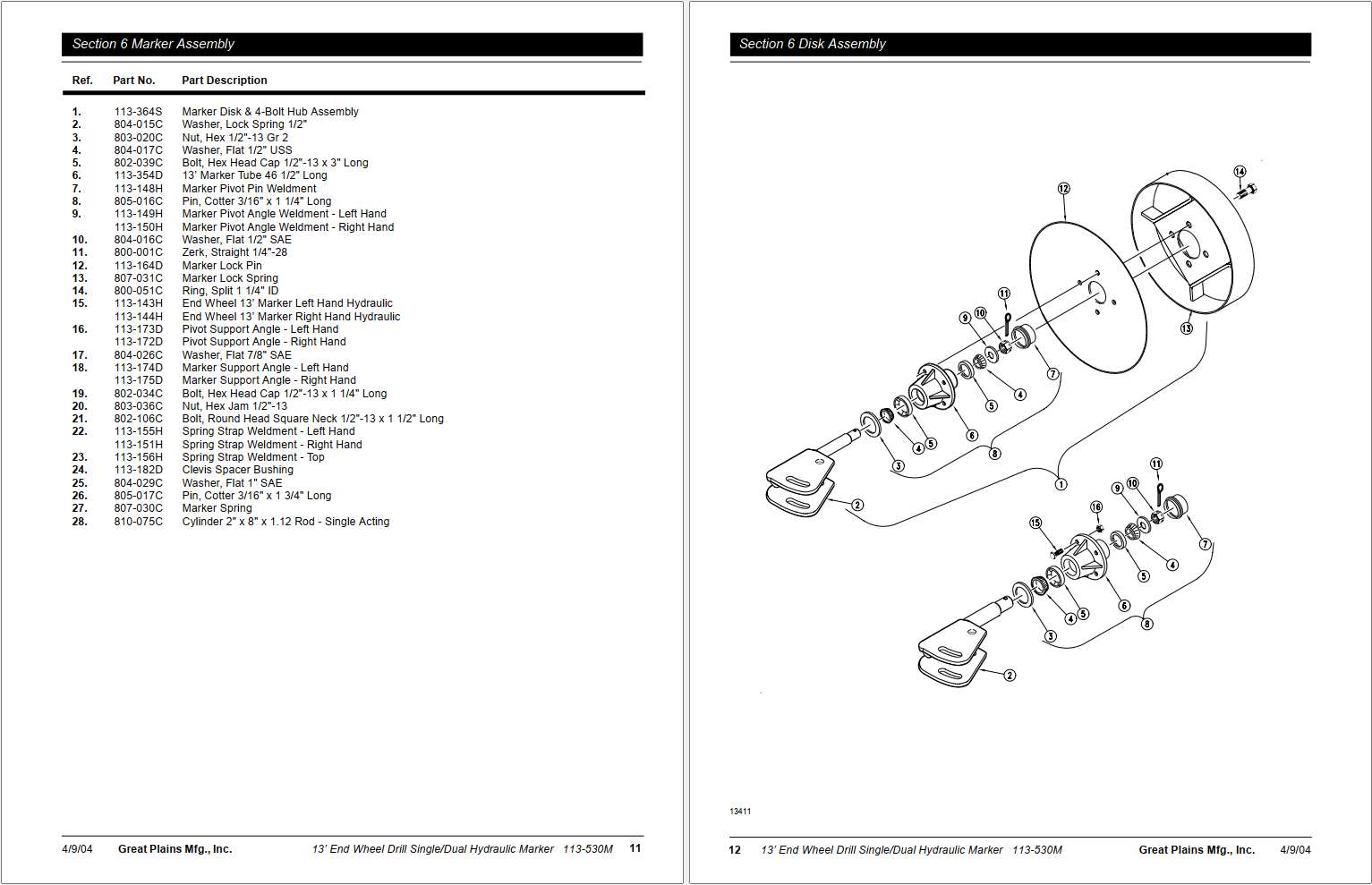 Great Plains 13' End Wheel Drill Single Dual Hydraulic Marker Operator ...