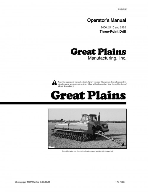 Great Plains 3 Point Drill 2400 2410 2420 Operator Manual