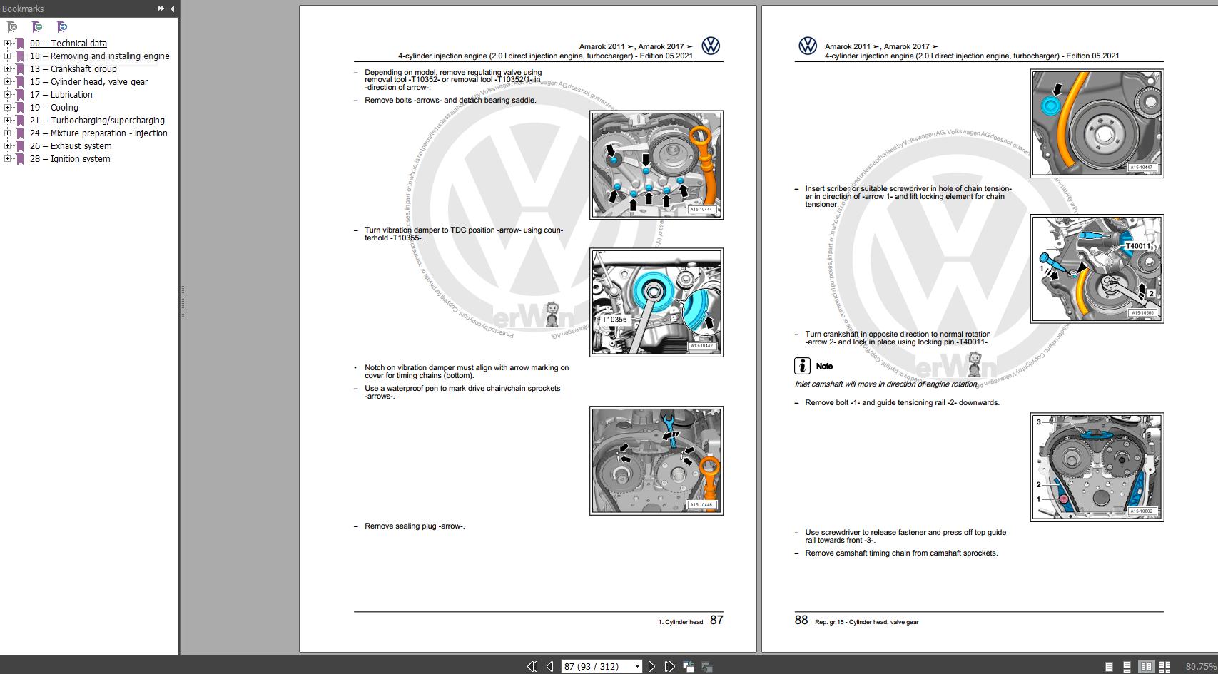 Auto Volkswagen Amarok 2011 2022 Wiring Diagrams Maintenance And