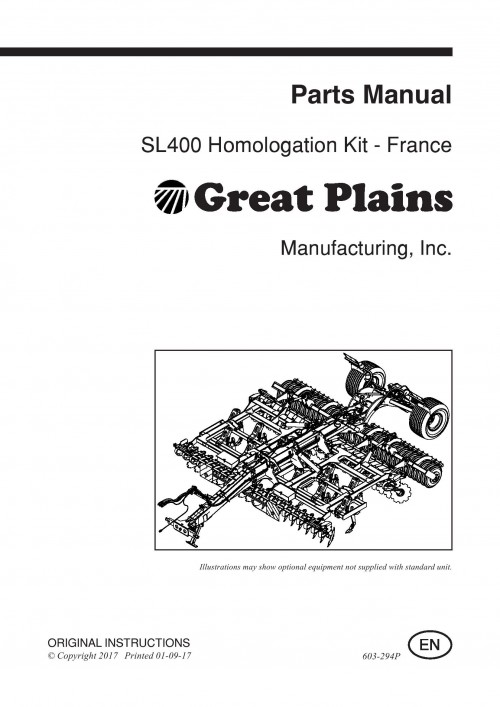 250 Great Plains Homologation Kit France SL400 Parts Manual