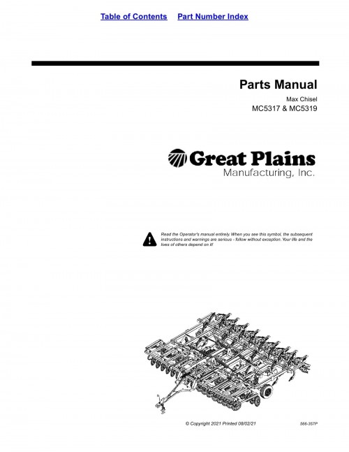 279 Great Plains Max Chisel MC5317 MC5319 Parts Manual