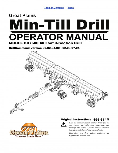 286 Great Plains Min Till Drill BD7600 Operator Manual 195 614m