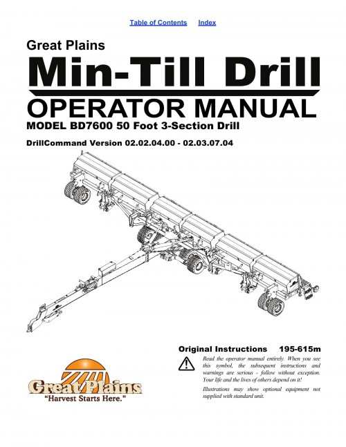 287 Great Plains Min Till Drill BD7600 Operator Manual 195 615m