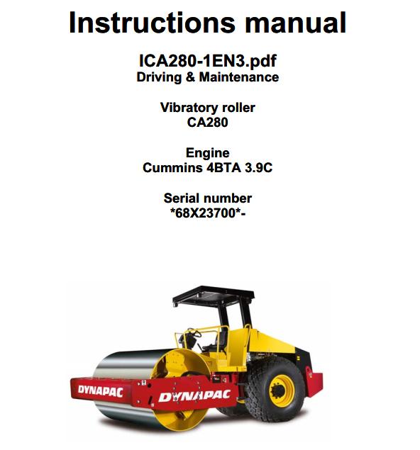 Dynapac Vibratory Roller CA280 Operation Maintenance Manual | Auto ...