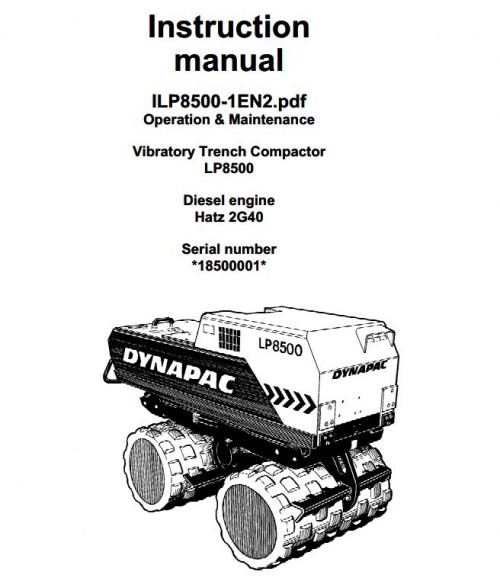 Dynapac Vibratory Trench Compactor LP8500 Parts Operation Maintenance Manual 1