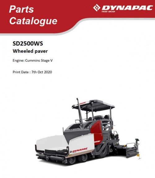 Dynapac Wheeled Paver SD2500WS Parts Catalogue