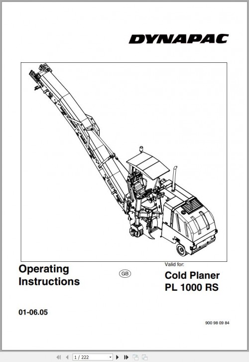 004 Dynapac Cold Planer PL1000RS Operation & Maintenance Manual