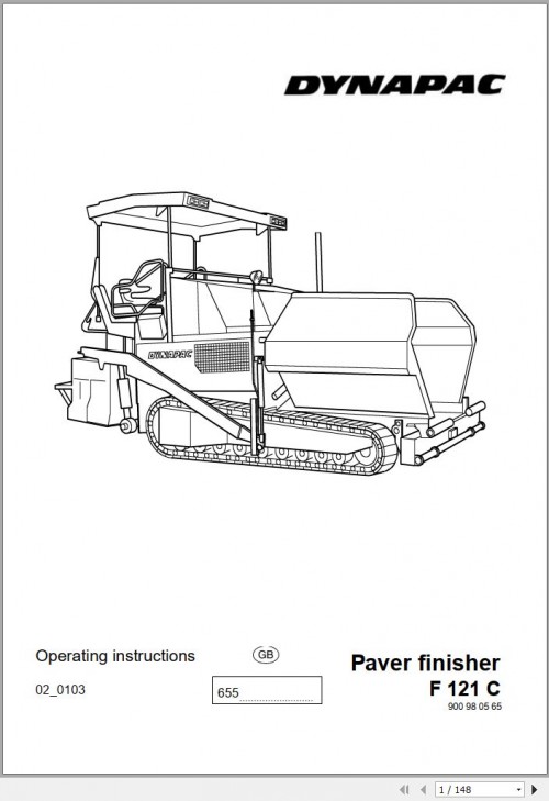 091 Dynapac Paver Finisher F121C Operating Instruction