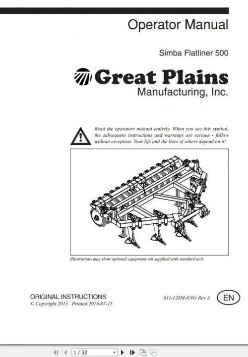 539 Great Plains Simba Flatliner 500 Operator Manual