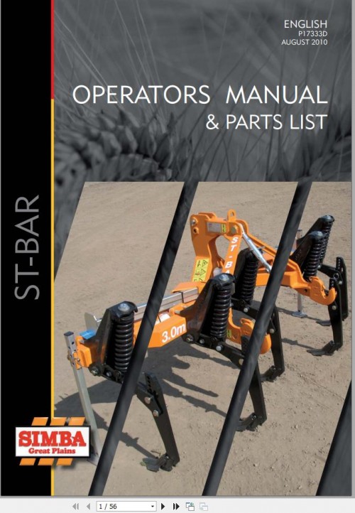 614 Great Plains Simba ST Bar Operator Parts Manual P17333D
