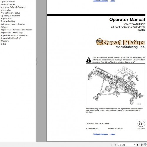 824 Great Plains Yield Pro Planter YP4025A 48TR20 Operator Manual