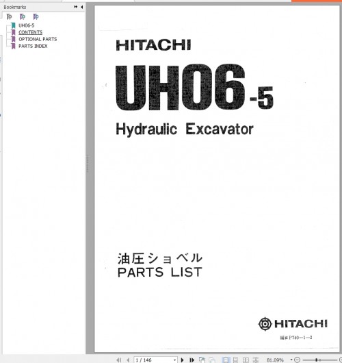 Hitachi Hydraulic Excavator UH06 5 Parts List P740 1 2 EN JP 1
