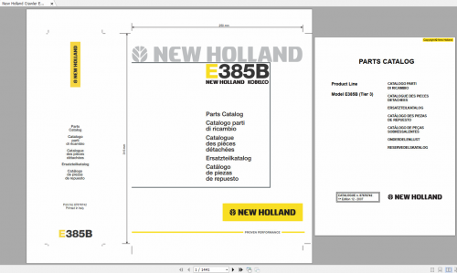 New Holland Crawler Excavator E385B PARTS CATALOGUE 1