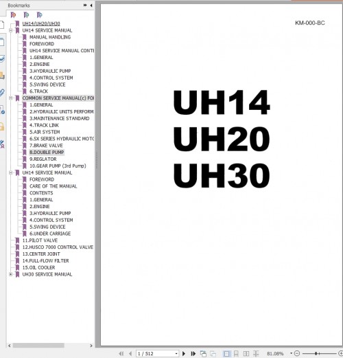 157 Hitachi Hydraulic Excavator UH20 Service Manual