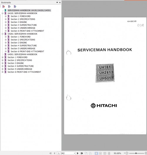 169 Hitachi Hydraulic Excavator UH501 Service Manual