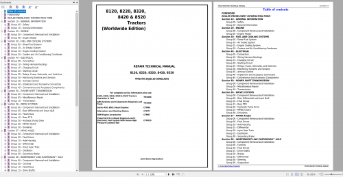 John Deere 8120 8220 8320 8420 8520 (Worldwide Edition) Repair Technical Manual TM1970 1