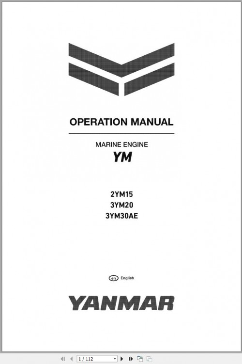 Yanmar Marine Engine 2YM15 3YM20 3YM30AE Operation Manual