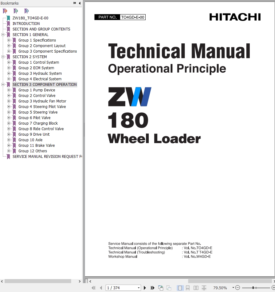 Hitachi Wheel Loader ZW180 Technical Manual | Auto Repair Manual Forum ...