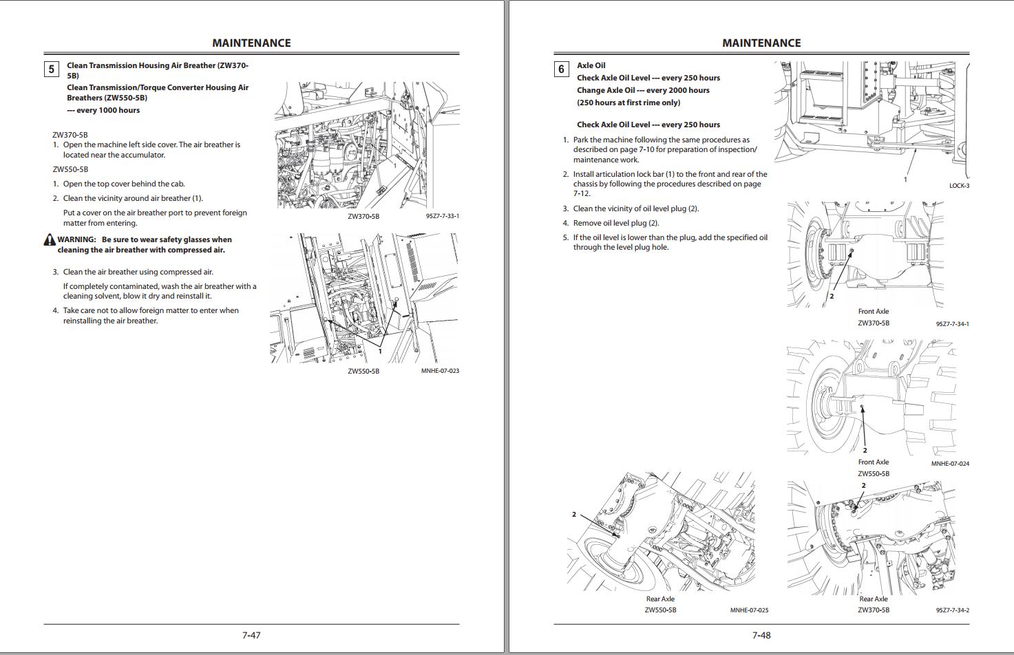 Hitachi Wheel Loader ZW550-5B Operator Manual ENMNHE-CA2-5 | Auto ...