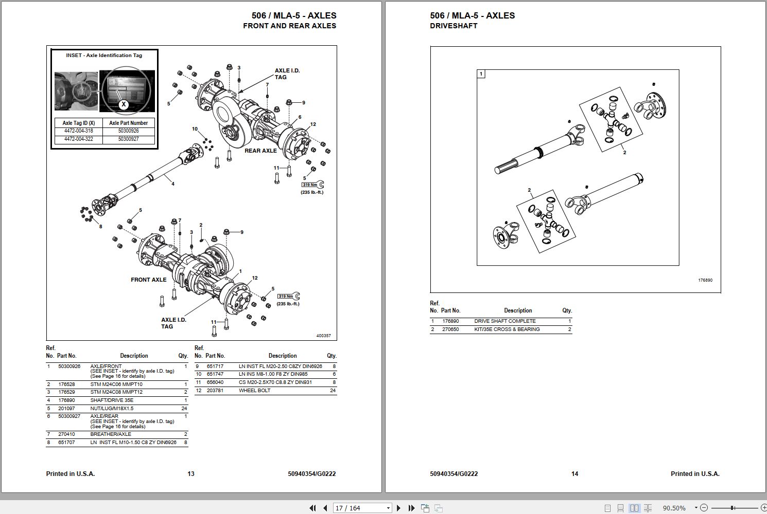 Mustang Articulated Loader 506 MLA-5 Parts Manual 50940354G | Auto ...