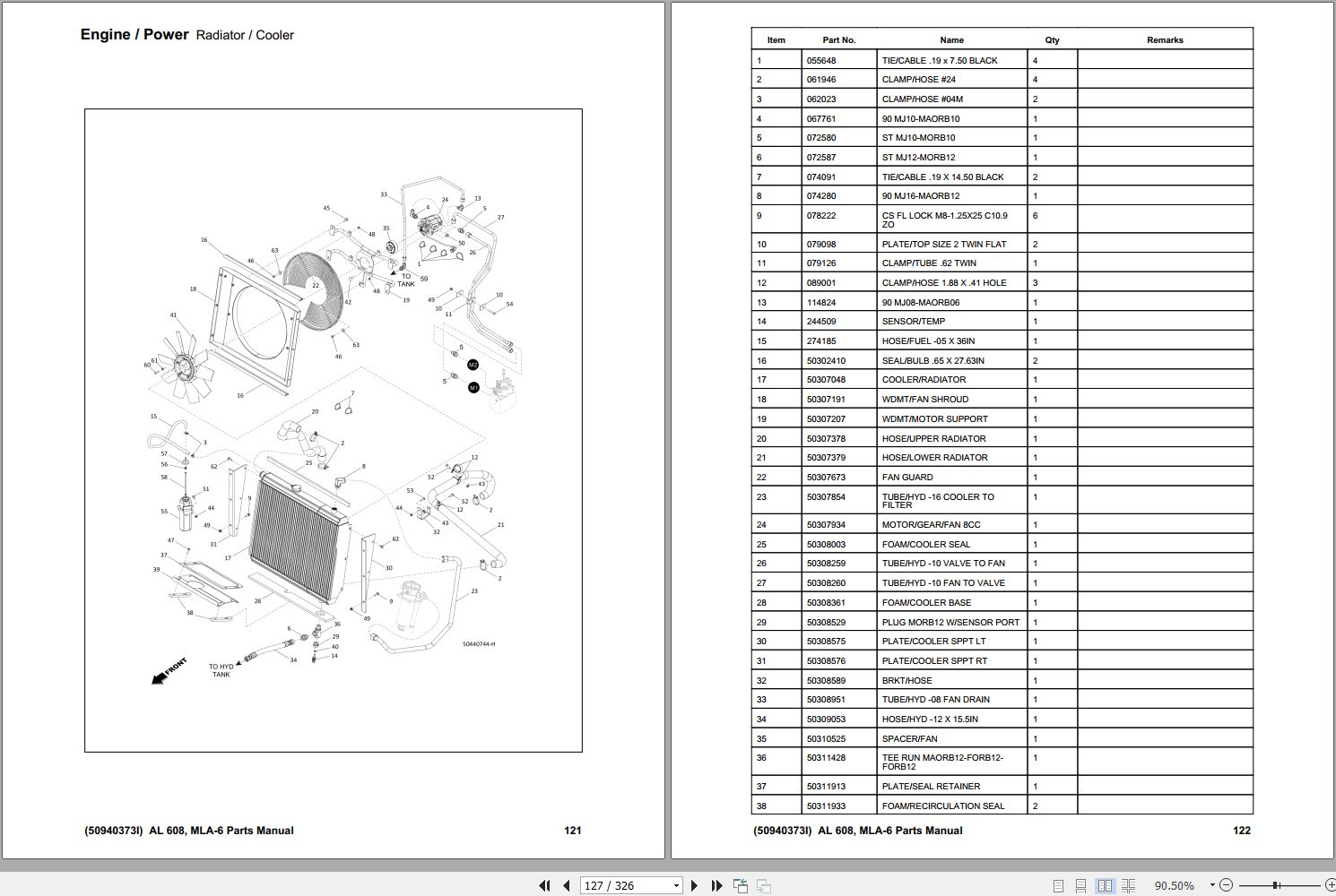 Mustang Articulated Loader 608 MLA-6 Parts Manual 50940373I | Auto ...